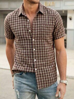 Multicolor Boho Men's Plaid Regular Fit Casual Shirt